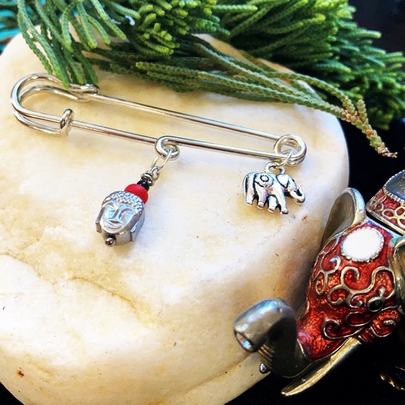 Buddha| Elephant Lucky Protection pin brooch - Picture 3 of 10